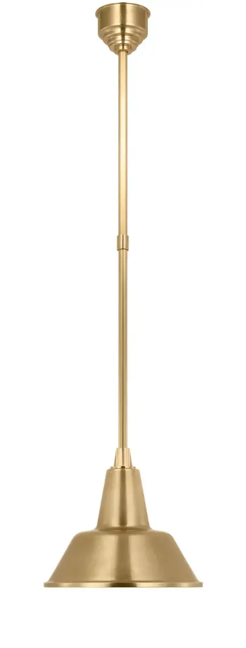 The Academy Pendant combines traditional design with outdoor durability. Its hand-rubbed antique brass finish and 12.5" Bowers shade create warm, welcoming illumination for covered outdoor spaces. - alternate view