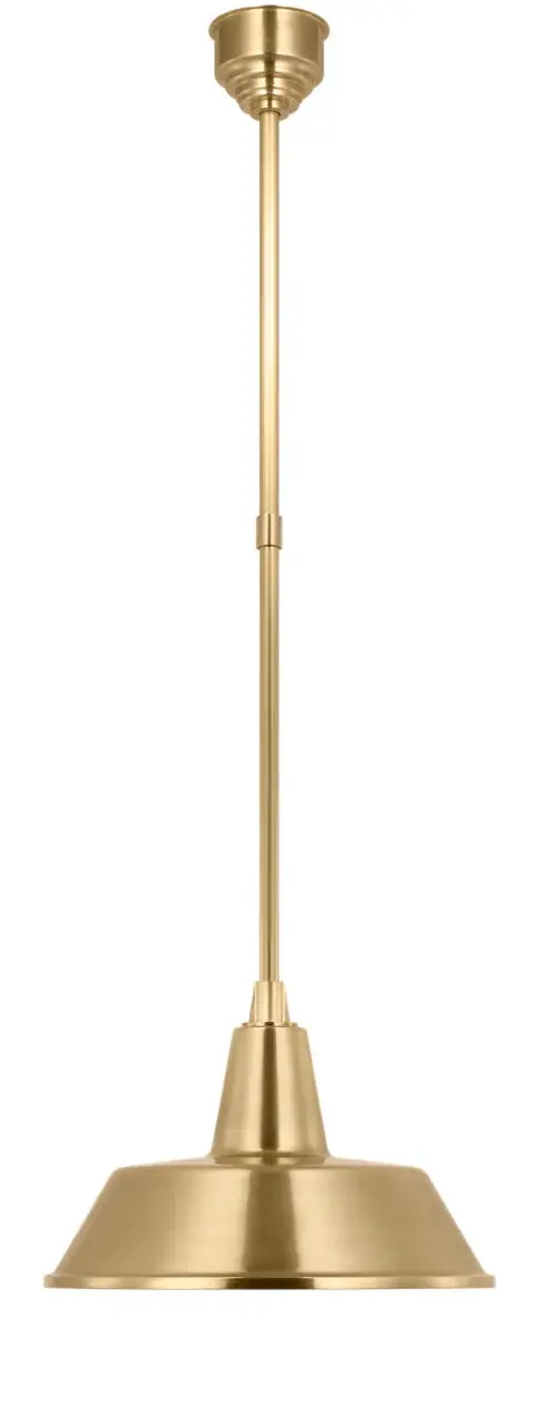 The Academy Pendant combines traditional design with durable outdoor construction. Its 16-inch Bowers shade and hand-rubbed antique brass finish create a warm, welcoming ambiance for covered outdoor spaces. - alternate view