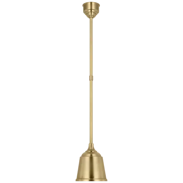 The Academy Pendant combines traditional styling with durable outdoor construction. Its 8-inch Rockhouse shade and hand-rubbed antique brass finish create a warm, inviting glow perfect for covered outdoor spaces.