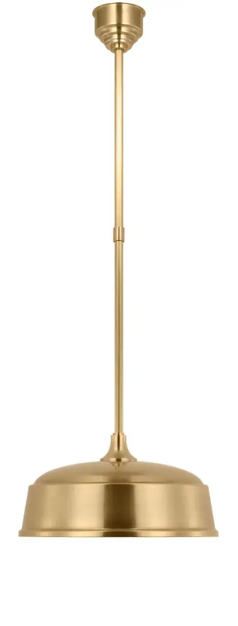 The Academy Pendant combines traditional styling with durable outdoor construction. The 16" Rockhouse shade and hand-rubbed antique brass finish create a warm, welcoming ambiance for covered outdoor spaces. - alternate view