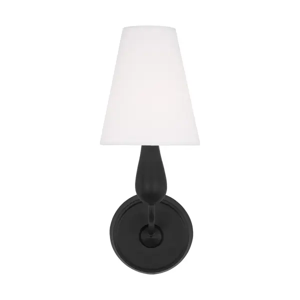 Thomas O'Brien's Ziba sconce blends French Modern elegance with organic natural forms. The oversized white linen shade and aged iron finish create a sophisticated yet approachable aesthetic perfect for contemporary bathrooms.