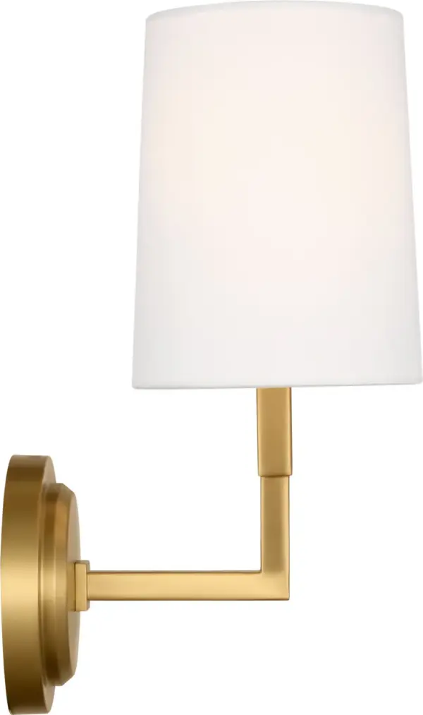 The Danica Small Sconce combines classic elegance with contemporary simplicity. Its burnished brass finish and clean cylindrical glass shade create a sophisticated look perfect for intimate spaces and hallways.