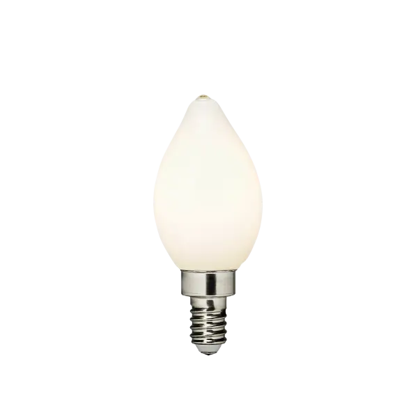 This 4W LED bulb delivers 350 lumens of warm 2700K light with a classic frosted finish. Perfect for chandeliers, sconces, and decorative fixtures requiring candelabra bases, offering excellent energy efficiency.