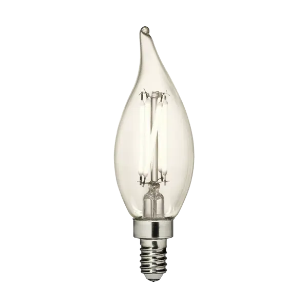 This 4W LED bulb delivers 350 lumens of warm 2700K light in a classic CA11 candelabra shape. Perfect for chandeliers, sconces, and decorative fixtures requiring E12 base bulbs with vintage appeal and modern efficiency.