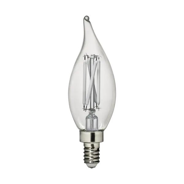 This 4W LED bulb delivers 350 lumens of warm 2700K light in a classic CA11 candelabra shape. Perfect for chandeliers, sconces, and decorative fixtures requiring E12 base bulbs with vintage appeal and modern efficiency. - alternate view