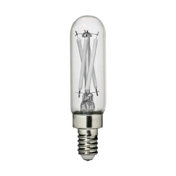 This 2.5W LED bulb delivers 200 lumens of warm 2700K light in a compact T6 candelabra base format. Perfect for decorative fixtures where the bulb is visible, combining vintage aesthetics with modern efficiency. - alternate view