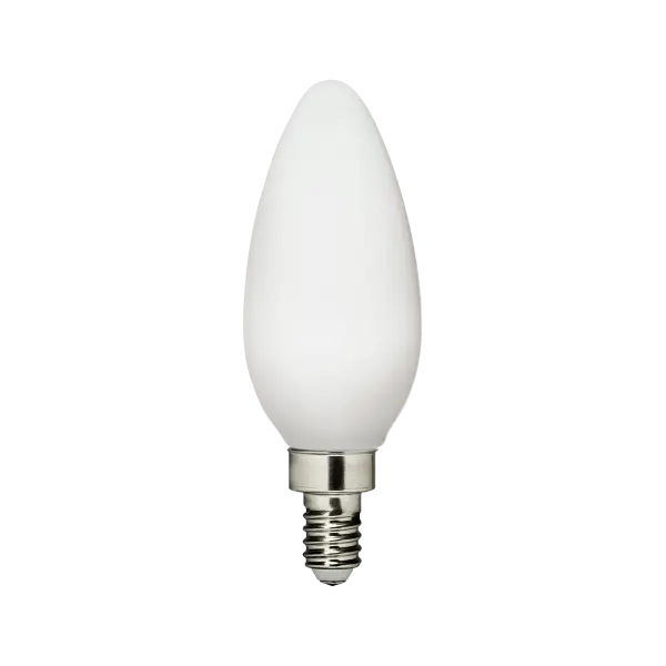 This 5W LED bulb delivers 500 lumens of warm 2700K light with a timeless frosted finish. Perfect for chandeliers, sconces, and decorative fixtures with candelabra bases, offering excellent energy efficiency and longevity. - alternate view