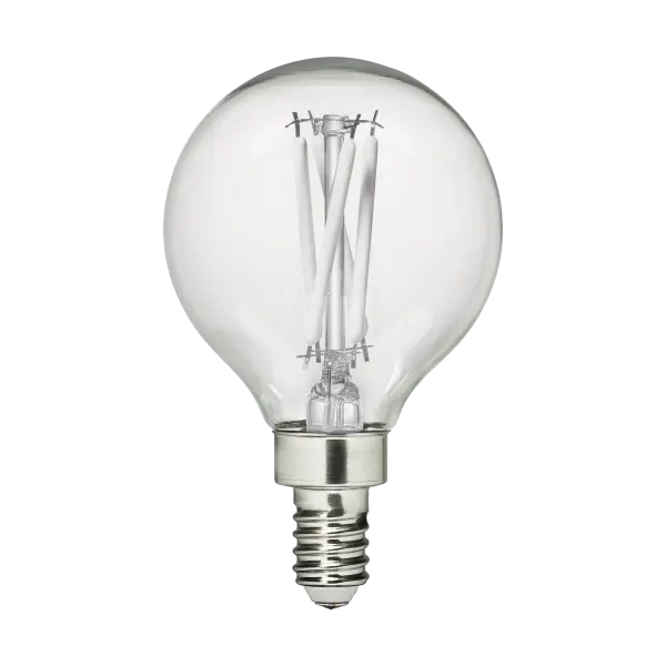 This 2.5W LED bulb delivers warm 2700K light with 200 lumens in a classic G16.5 globe shape. Perfect for vanity lights, sconces, and chandeliers with candelabra bases, offering energy savings without sacrificing ambiance. - alternate view