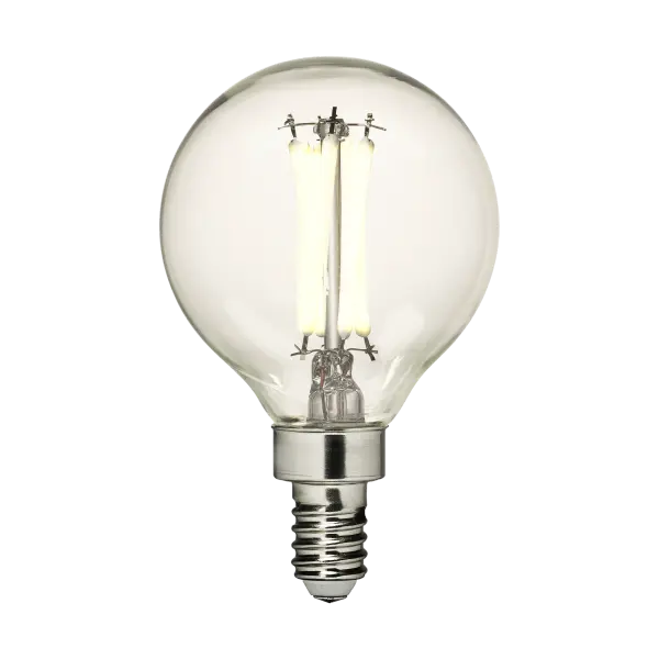 This G16.5 clear LED bulb delivers warm, inviting 2700K light at 350 lumens while using only 4 watts. Perfect for decorative fixtures where the bulb is visible, offering energy efficiency without sacrificing style.