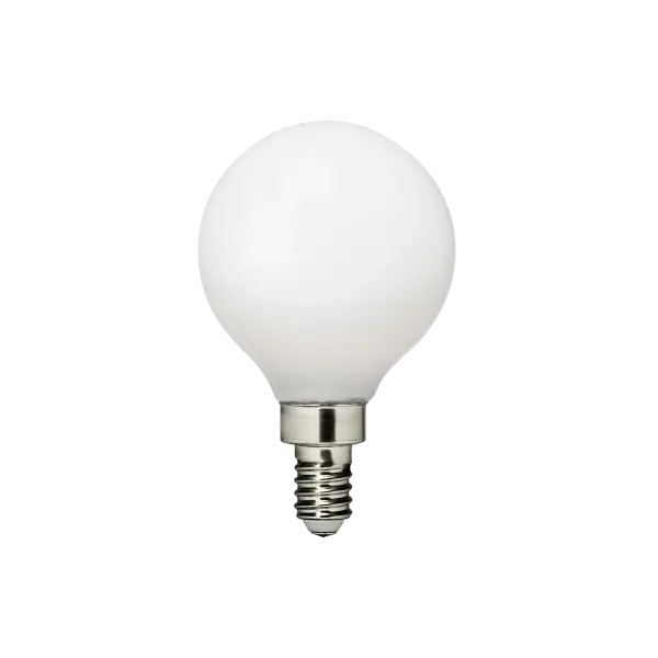 This 4W LED G16.5 globe bulb delivers 350 lumens of warm 2700K light with a frosted finish that softens glare. Perfect for vanity lights, sconces, and decorative fixtures with candelabra bases. - alternate view