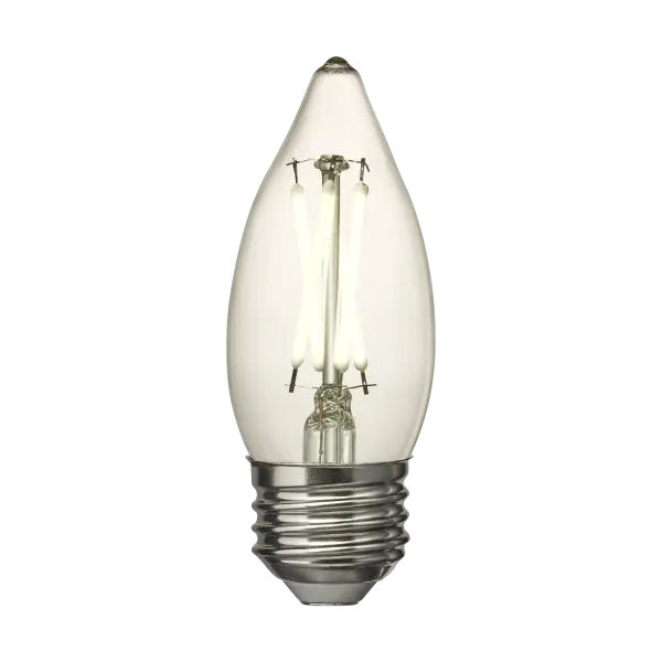 This 5W LED bulb delivers 500 lumens of warm 2700K light in a timeless C11 candelabra shape. Perfect for chandeliers, sconces, and decorative fixtures where the bulb is visible, combining vintage aesthetics with modern efficiency.