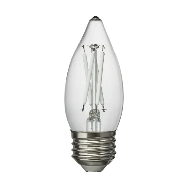 This 5W LED bulb delivers 500 lumens of warm 2700K light in a timeless C11 candelabra shape. Perfect for chandeliers, sconces, and decorative fixtures where the bulb is visible, combining vintage aesthetics with modern efficiency. - alternate view