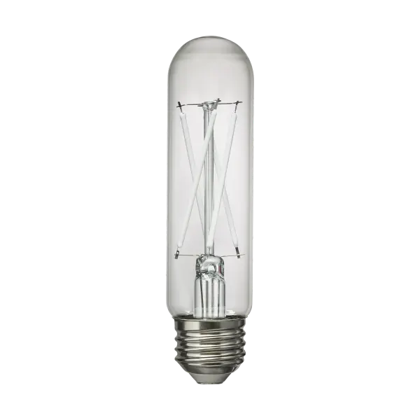 This 5W LED T10 bulb delivers 430 lumens of warm 2700K light in a timeless clear glass design. Perfect for vanity fixtures, sconces, and decorative lighting where the bulb is visible. - alternate view