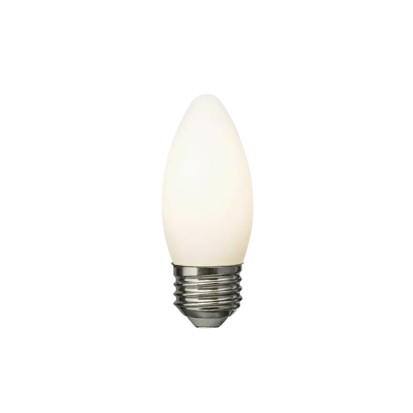 This B11 candelabra LED bulb delivers warm 2700K light with excellent energy efficiency. The frosted glass provides soft, diffused illumination perfect for decorative fixtures and chandeliers.