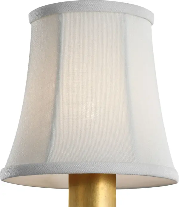 This 4-inch soft empire shade in natural linen offers an elegant, timeless solution for refreshing chandeliers, sconces, and small fixtures. The neutral fabric complements multiple design styles while diffusing light beautifully.