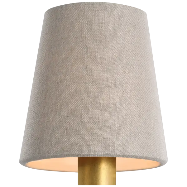 This 4-inch empire shade in natural linen offers an elegant, timeless solution for refreshing chandeliers, sconces, and small fixtures. The neutral fabric complements any décor style while softening light beautifully.