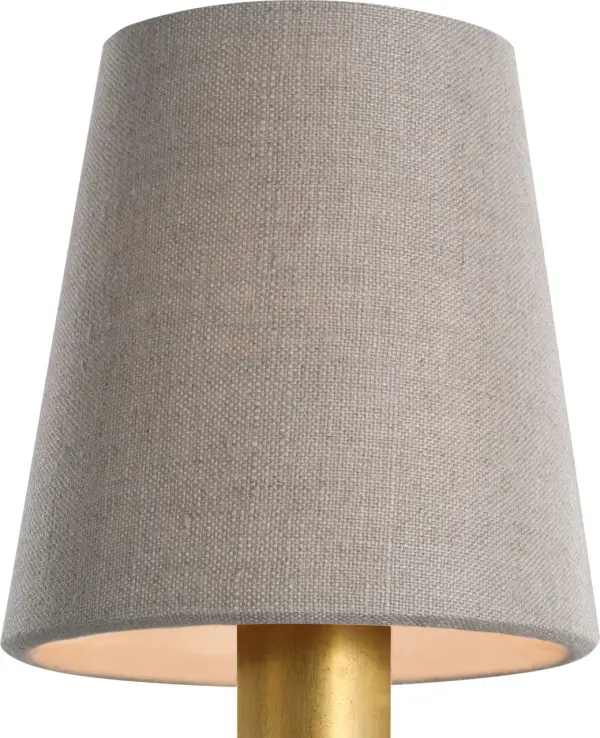 This 4-inch empire shade in natural linen offers an elegant, timeless solution for refreshing chandeliers, sconces, and small fixtures. The neutral fabric complements any décor style while softening light beautifully. - alternate view