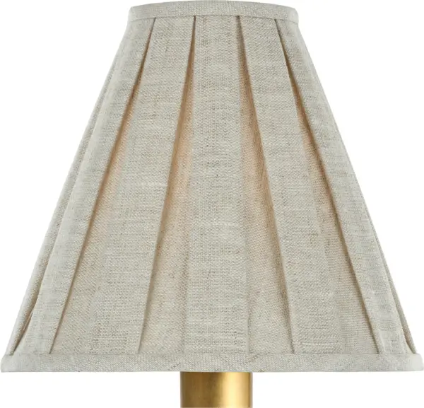 This 6.5" natural linen shade features elegant box pleating and a subtle flare design. The neutral fabric complements various decor styles while adding soft, diffused light to any space. - alternate view