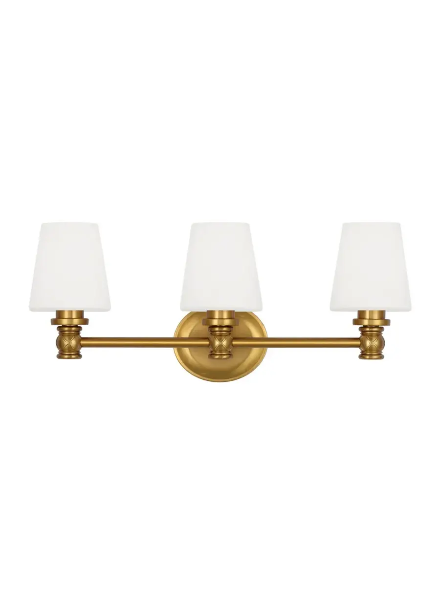 Xavierre Three Light Vanity in Burnished Brass