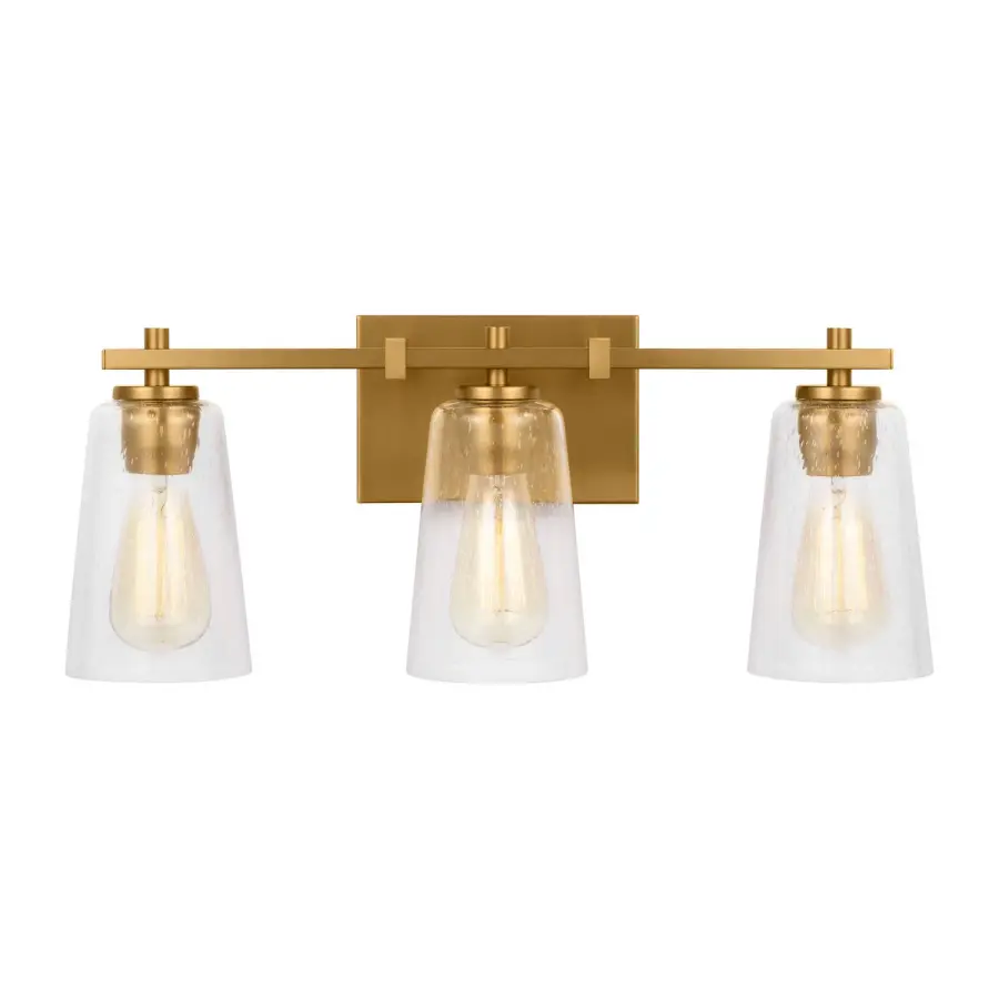 Mercer Three Light Vanity in Burnished Brass