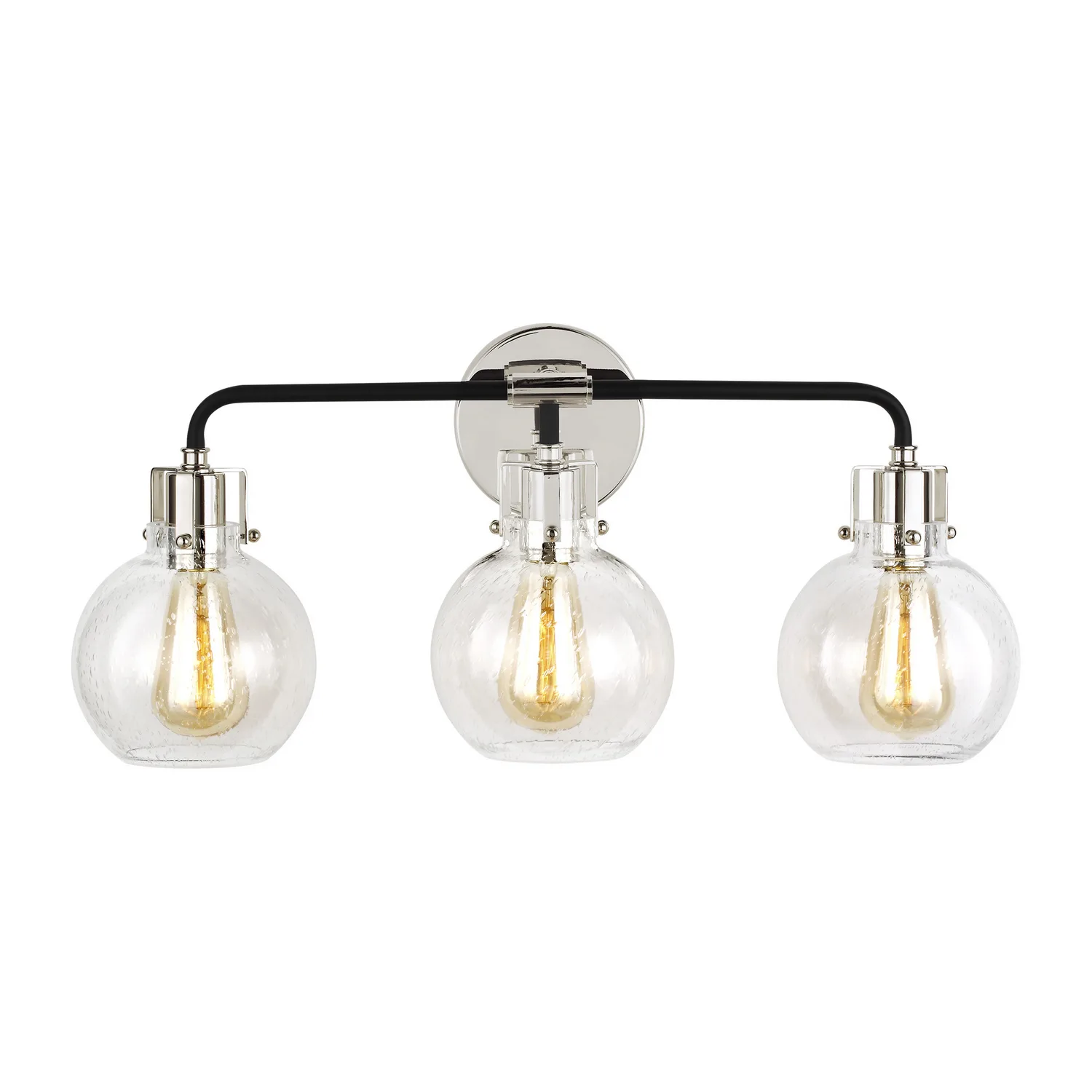 Clara Three Light Vanity in Polished Nickel/Textured Black