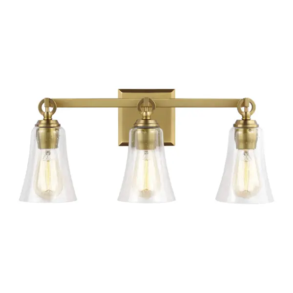 Monterro Three Light Vanity in Burnished Brass