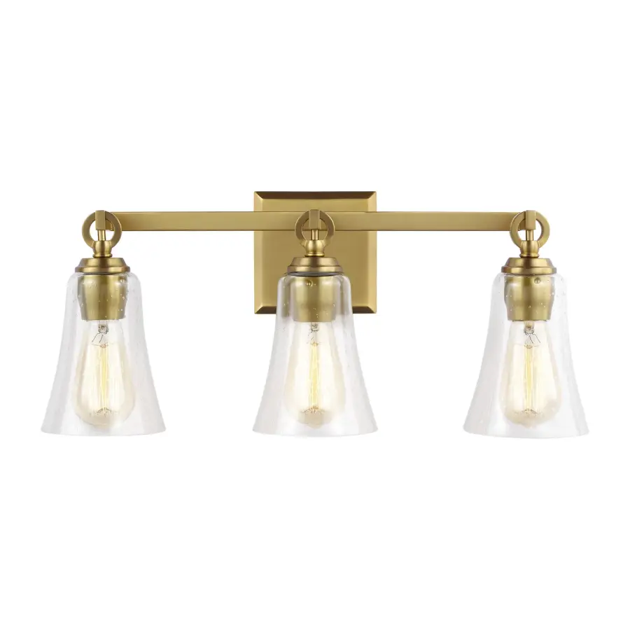 Monterro Three Light Vanity in Burnished Brass