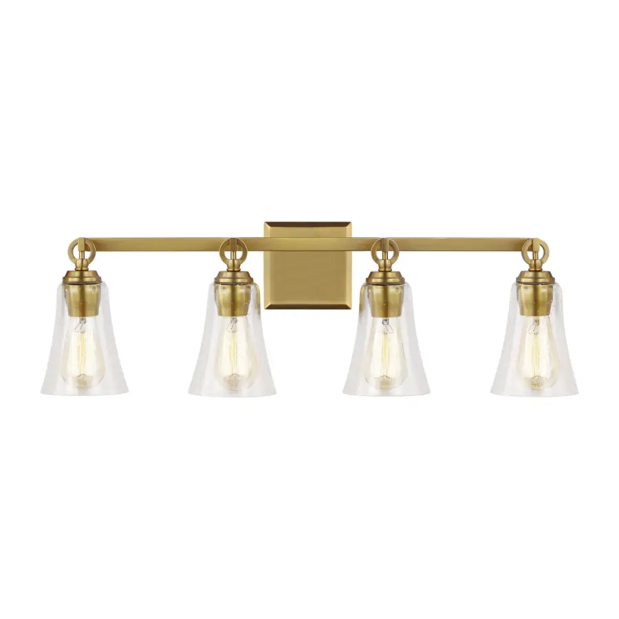 Monterro Four Light Vanity in Burnished Brass