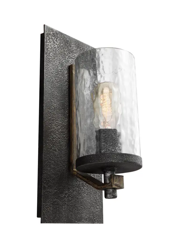 Angelo One Light Wall Sconce in Distressed Weathered Oak / Slate Grey Metal