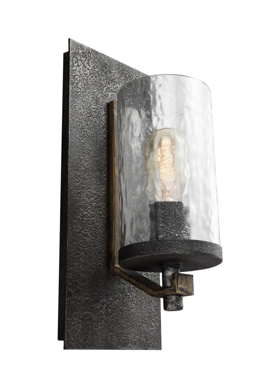 Angelo One Light Wall Sconce in Distressed Weathered Oak / Slate Grey Metal