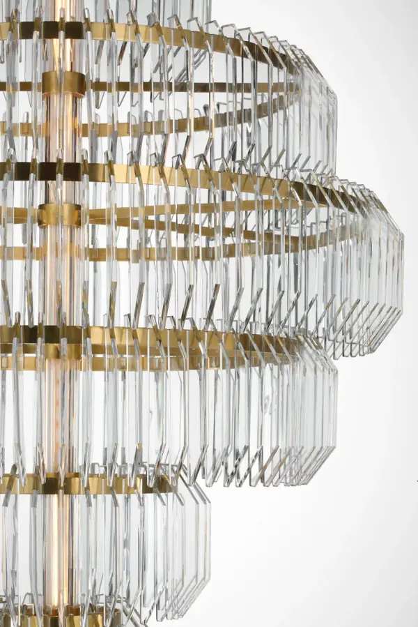 Killarney 32" Layered Chandelier in Natural Brass with Clear Crystal - Image 2
