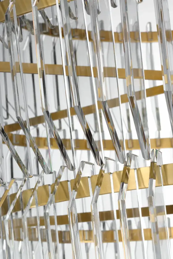 Killarney 32" Layered Chandelier in Natural Brass with Clear Crystal - Image 3