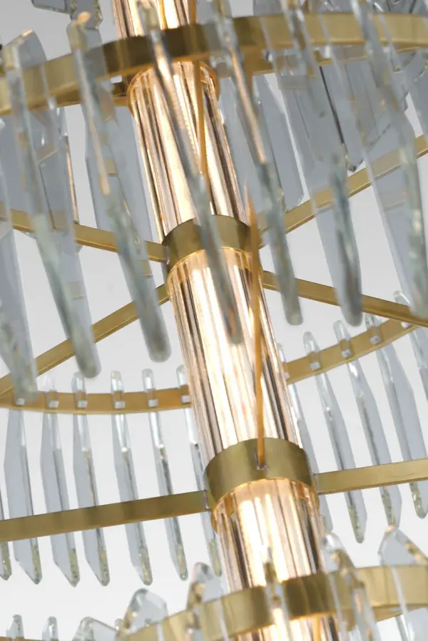 Killarney 32" Layered Chandelier in Natural Brass with Clear Crystal - Image 5