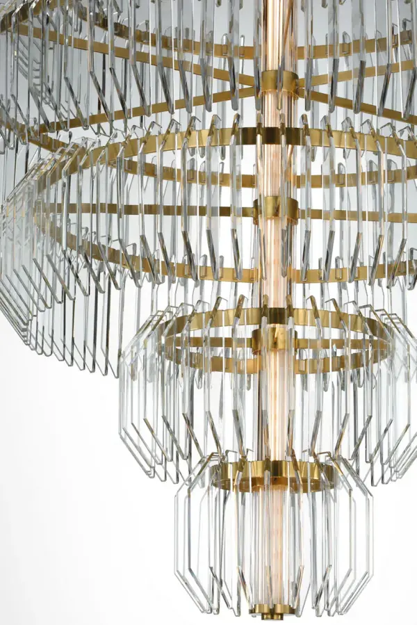 Killarney 32" Layered Chandelier in Natural Brass with Clear Crystal - Image 7