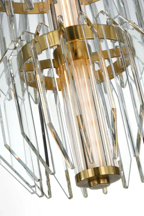 Killarney 32" Layered Chandelier in Natural Brass with Clear Crystal - Image 9