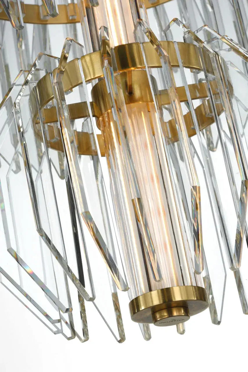 Killarney 32" Layered Chandelier in Natural Brass with Clear Crystal - Image 9