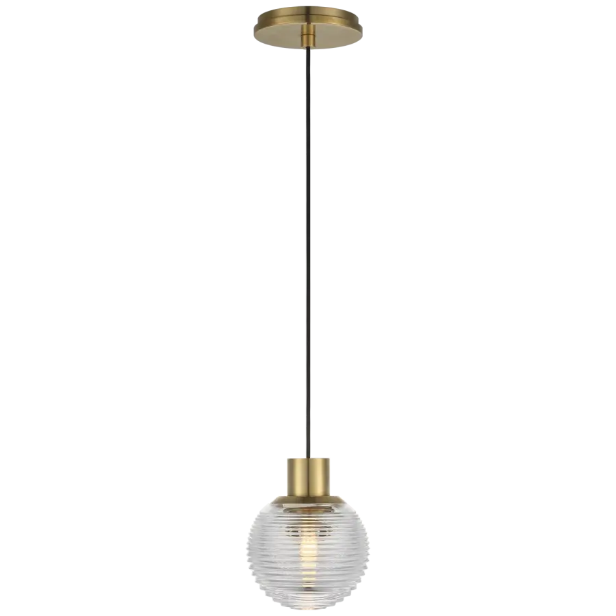 Circon 5" Mini Pendant in Natural Brass with Clear Crystal