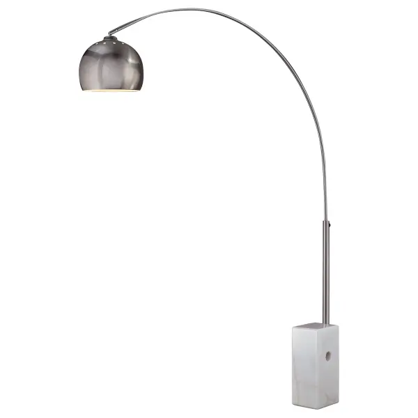 This sophisticated arc floor lamp combines brushed nickel finish with a white marble base, offering both style and function. The 62-inch reach provides excellent task lighting over seating areas without requiring ceiling installation.