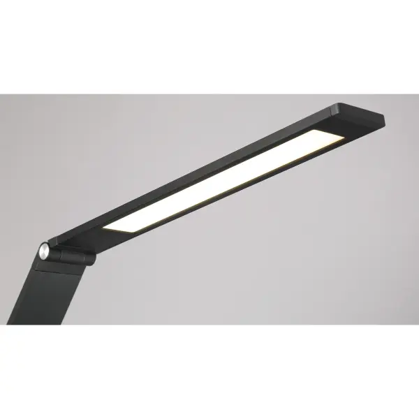 Modern task lighting solution featuring adjustable height up to 50 inches, color-changing LED technology, and dimmable functionality. The anodized brushed coal black finish adds sophistication to any space. - alternate view
