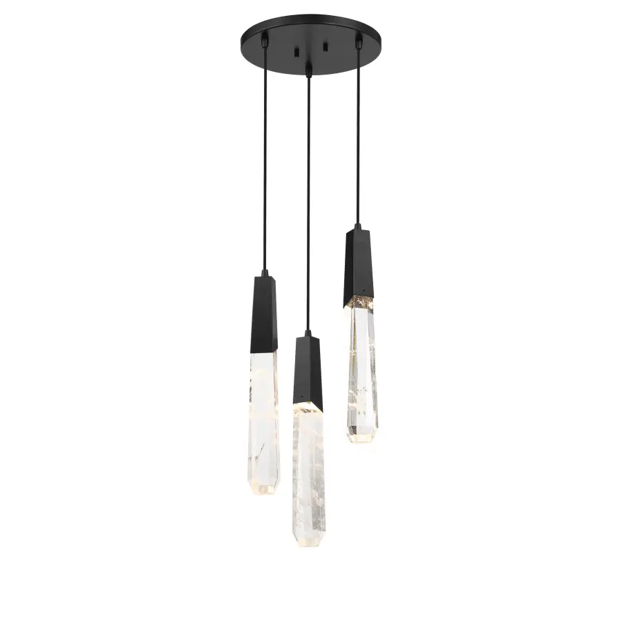 Drifting Droplets 3-Light LED Pendant in Coal Black - Image 1