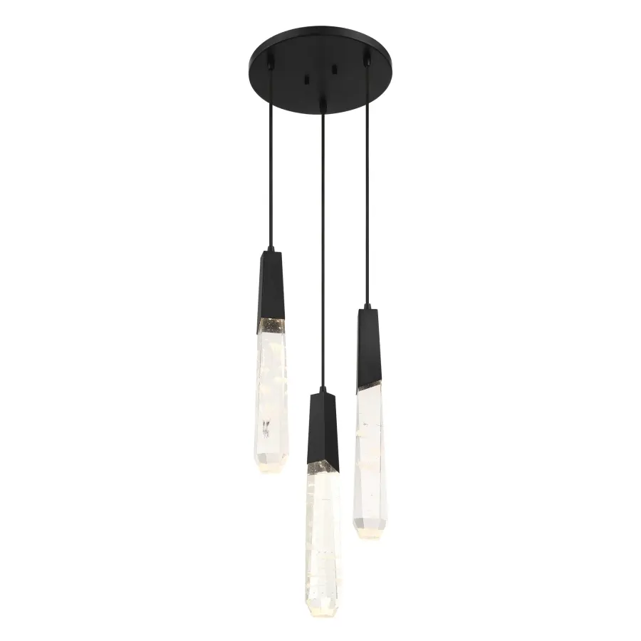 Drifting Droplets 3-Light LED Pendant in Coal Black - Image 3