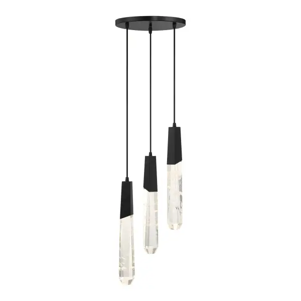 Drifting Droplets 3-Light LED Pendant in Coal Black - Image 4