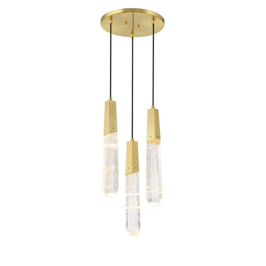 Drifting Droplets 3-Light LED Pendant in Brushed Brass - Image 1