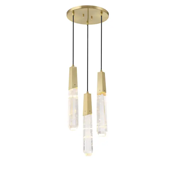 Drifting Droplets 3-Light LED Pendant in Brushed Brass - Image 2
