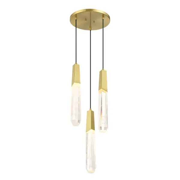 Drifting Droplets 3-Light LED Pendant in Brushed Brass - Image 3