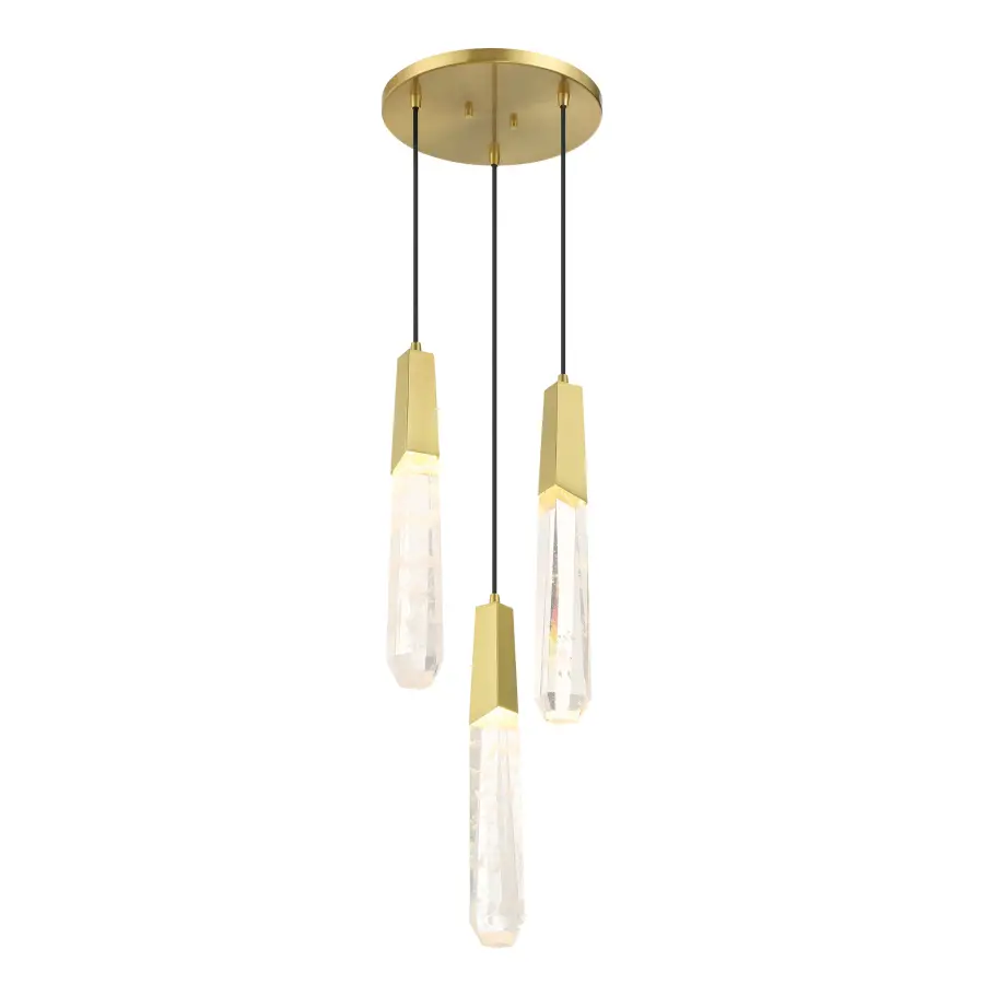 Drifting Droplets 3-Light LED Pendant in Brushed Brass - Image 3