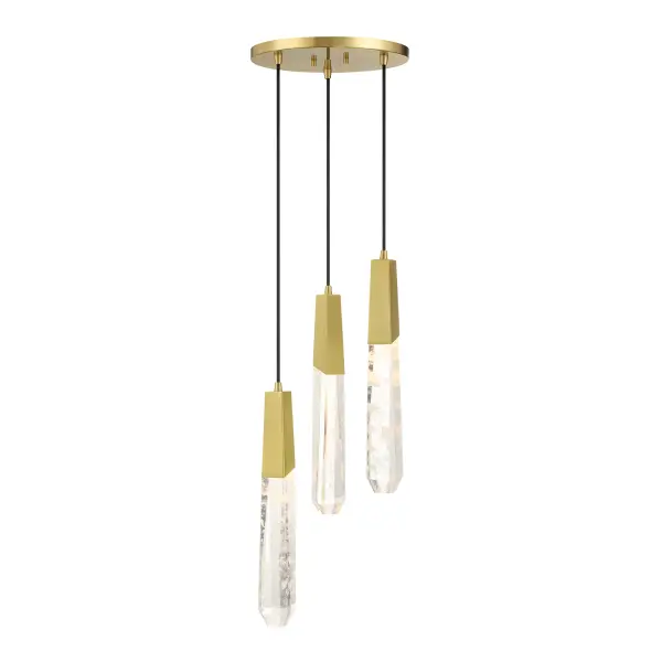Drifting Droplets 3-Light LED Pendant in Brushed Brass - Image 4