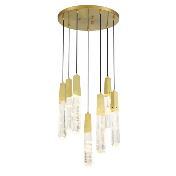 Drifting Droplets 7-Light LED Pendant in Brushed Brass - Image 1