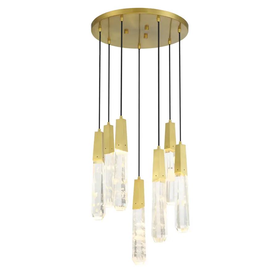 Drifting Droplets 7-Light LED Pendant in Brushed Brass - Image 1