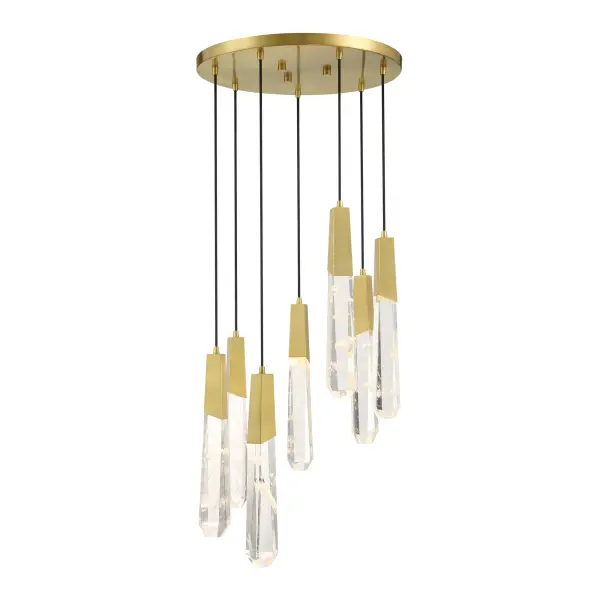 Drifting Droplets 7-Light LED Pendant in Brushed Brass - Image 3